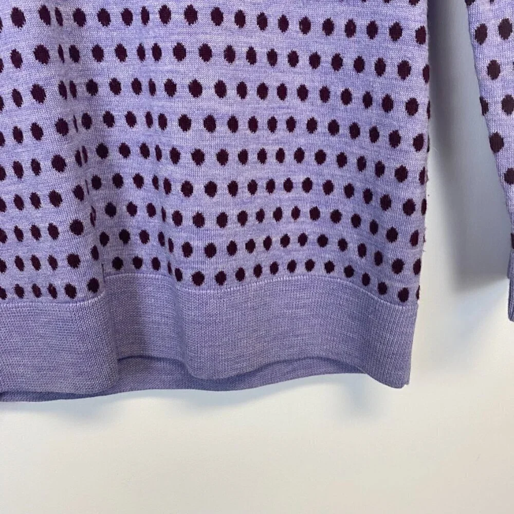 J. Crew 100% Merino Wool Purple Polka Dot Sweater